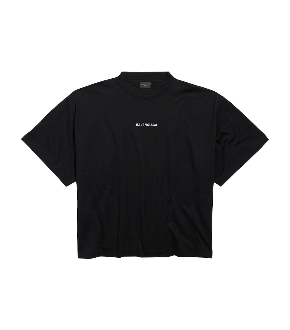 Balenciaga Womens Logo Cropped T-Shirt