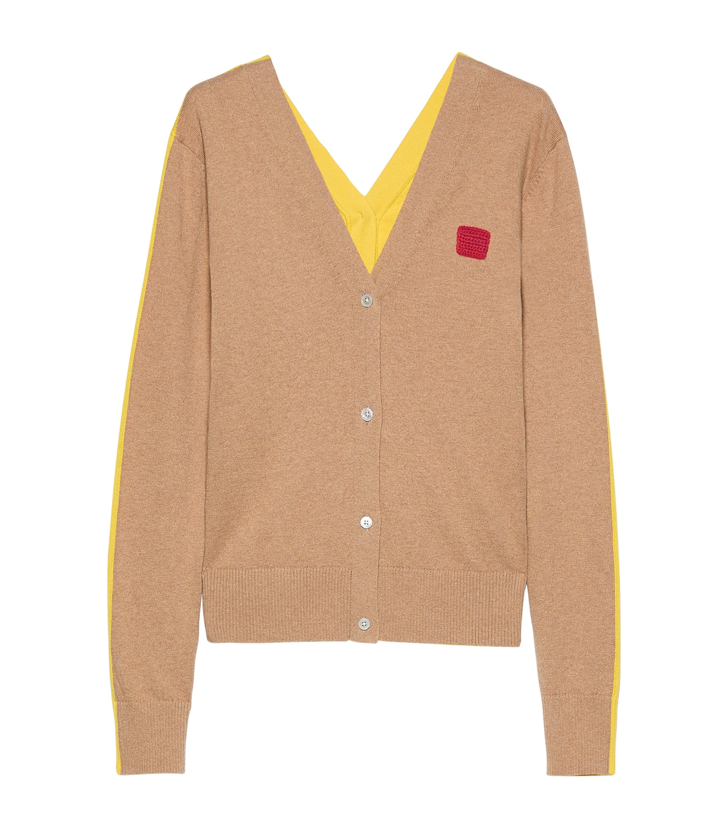 MAX&Co. Womens Cotton-Cashmere Reversible Cardigan Camel