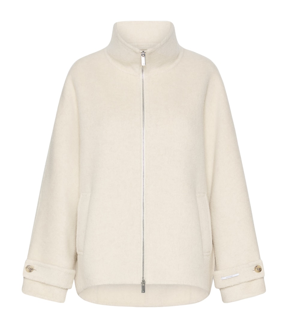 Marella Womens Wool-Alpaca Zip-Up Coat Turtledove