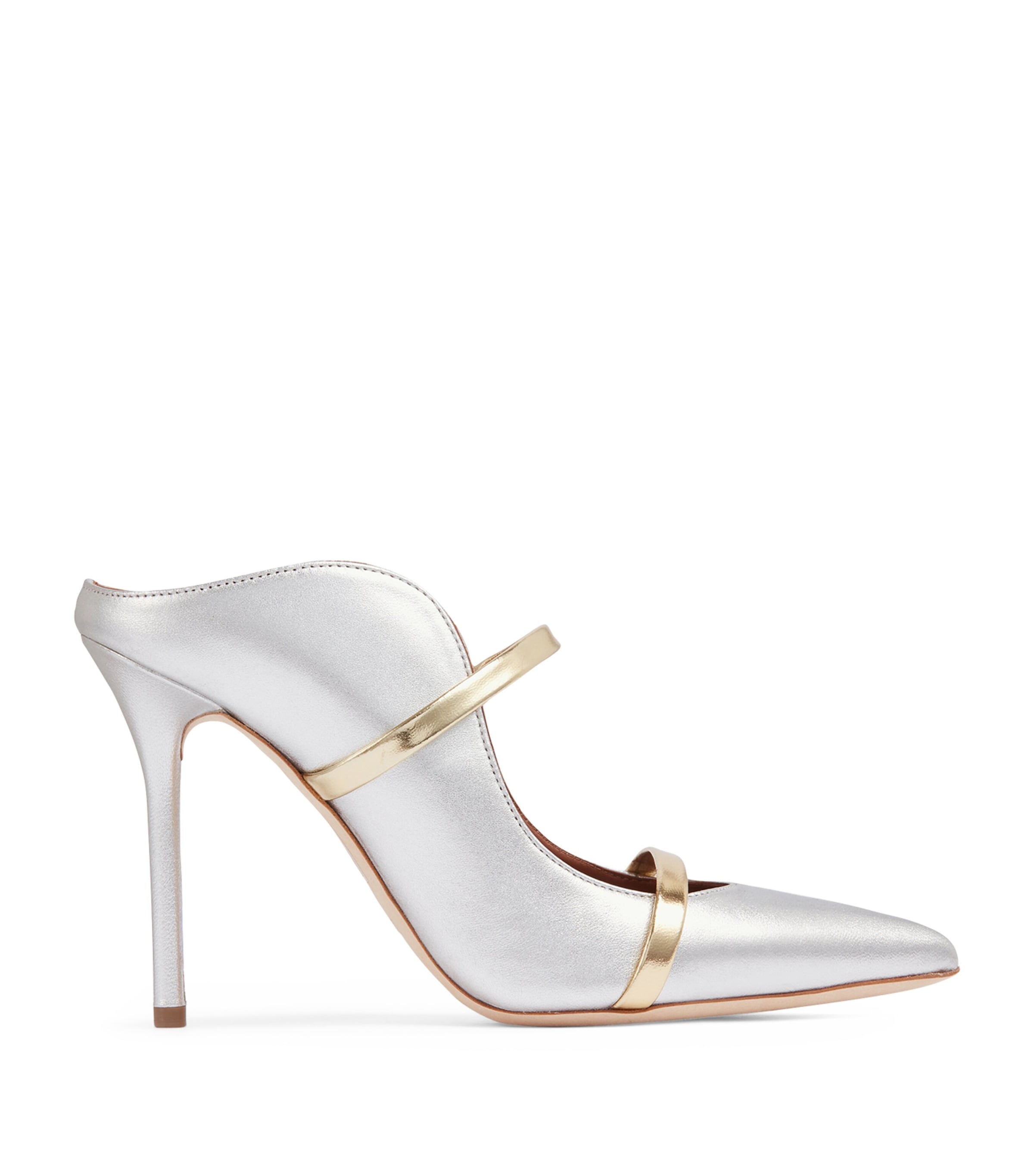 Malone Souliers Metallic Leather Maureen Mules 100 Silver
