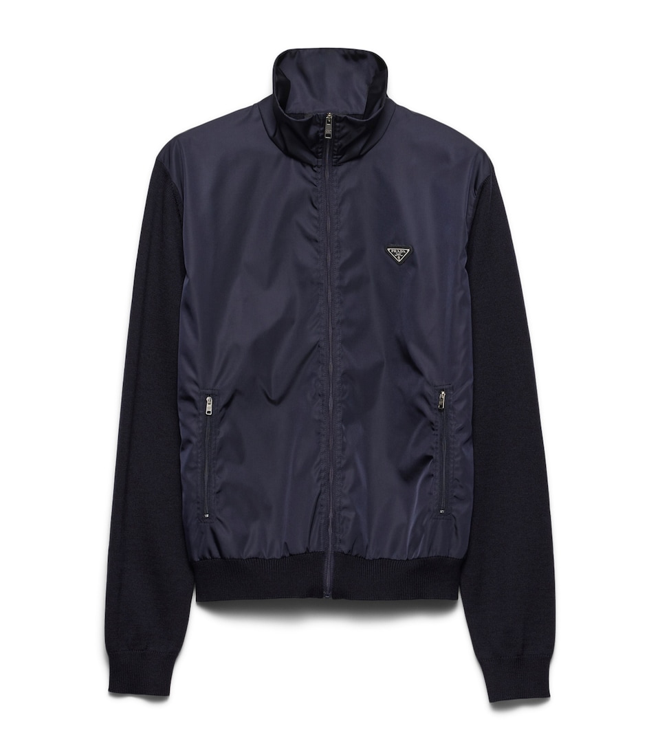 Superfine Wool Zip-Up Bomber Jacket
