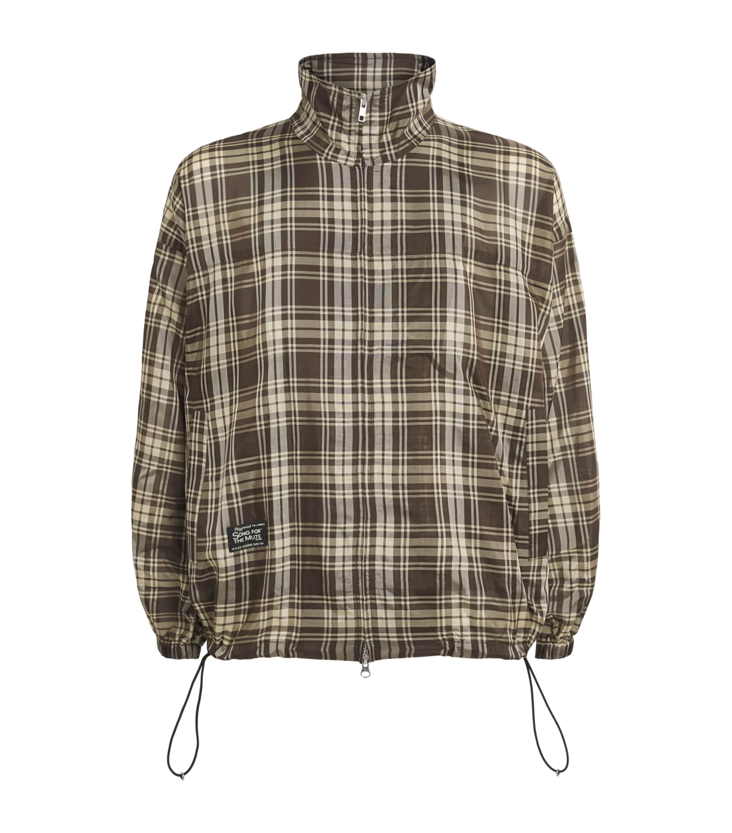 Song For The Mute Mens Check Track Jacket Brown Beige Check