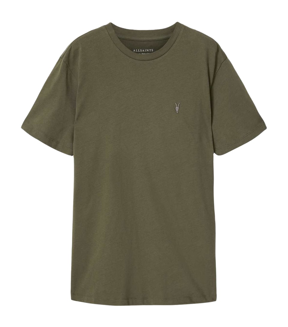 AllSaints Mens Embroidered Ramskull Dexter T-Shirt Wild Green