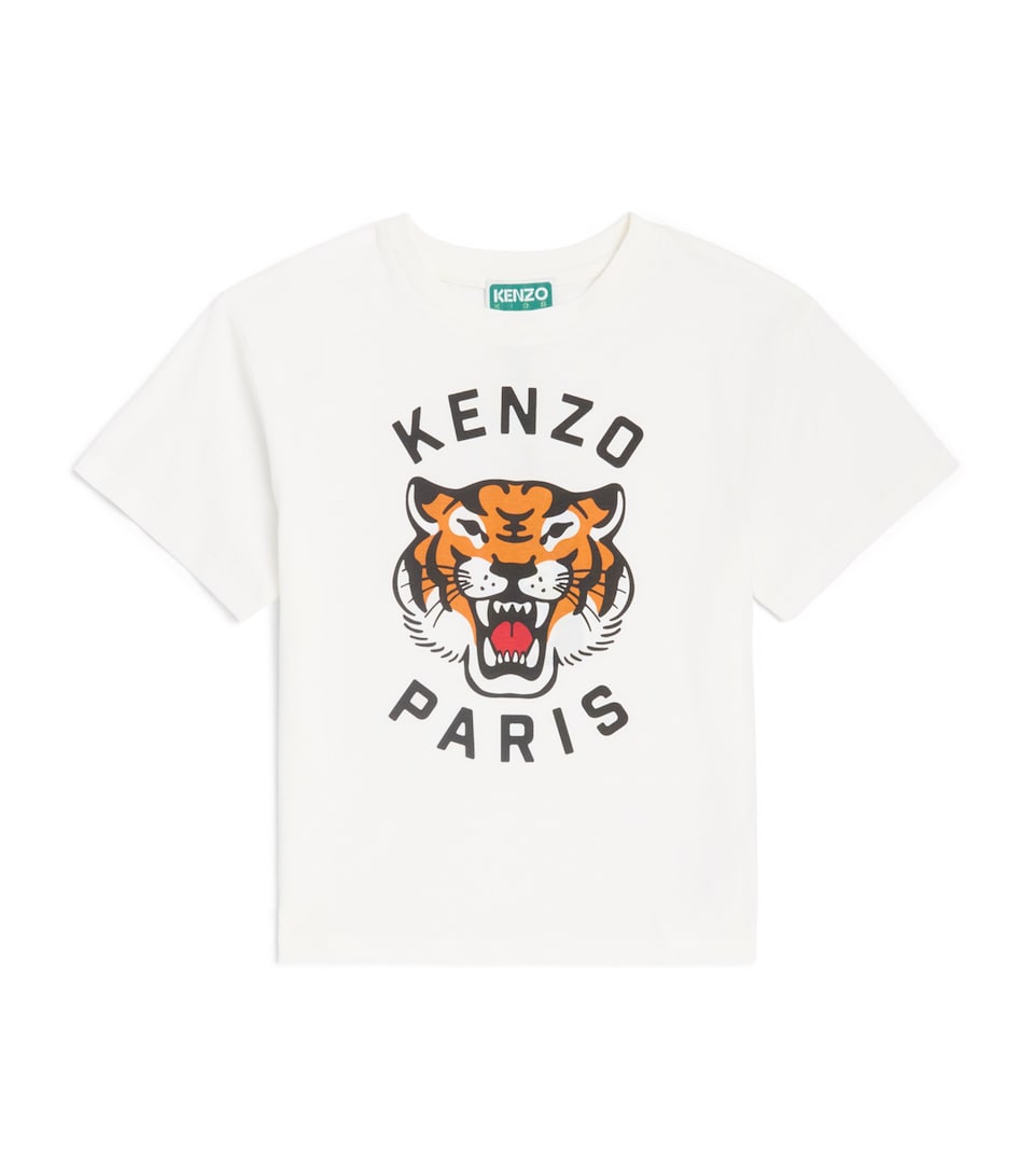 Kenzo Kids Cotton Tiger T-Shirt (2-14 Years) Offwhite