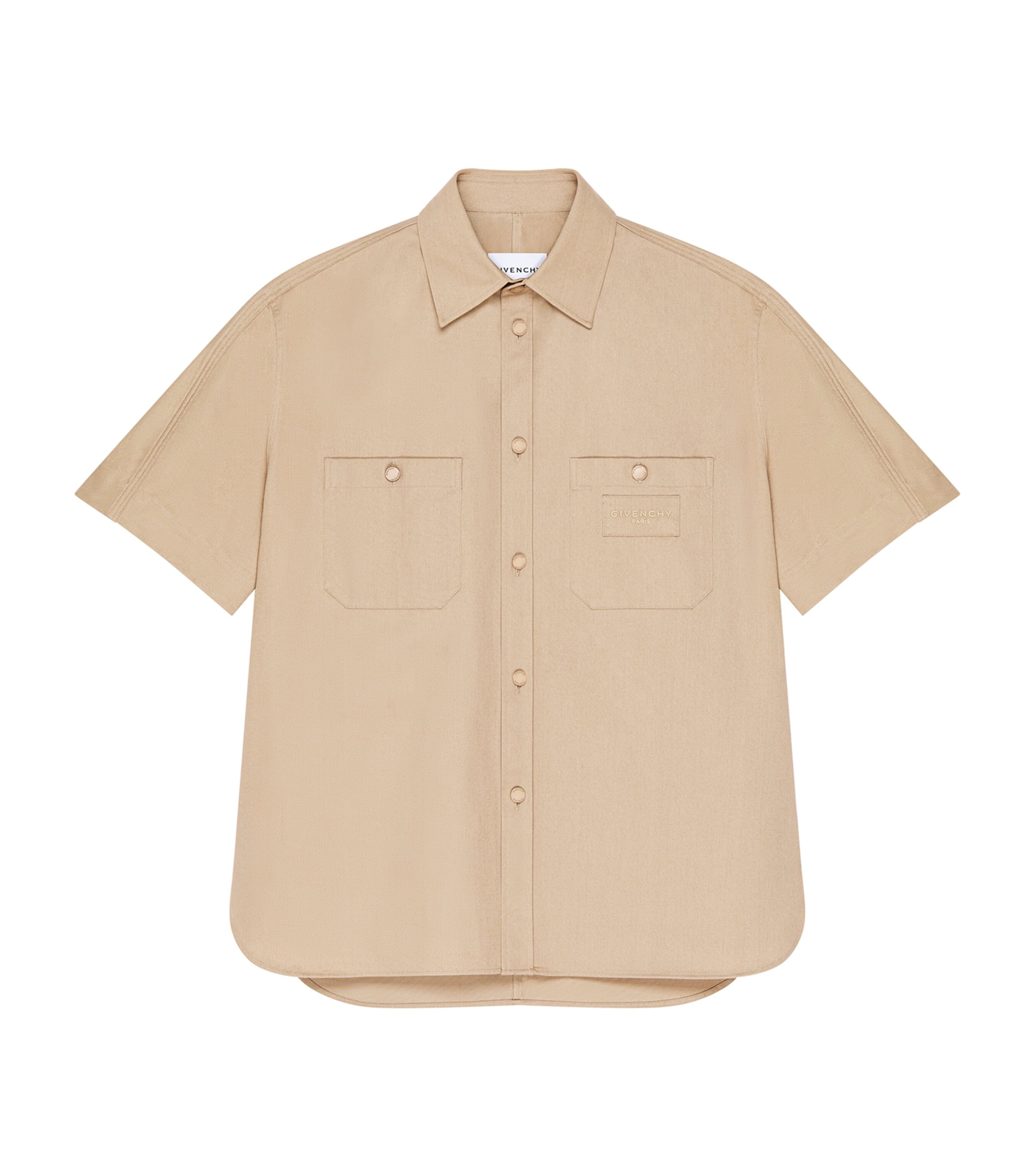 Givenchy Mens Cotton Double-Pocket Shirt Beige