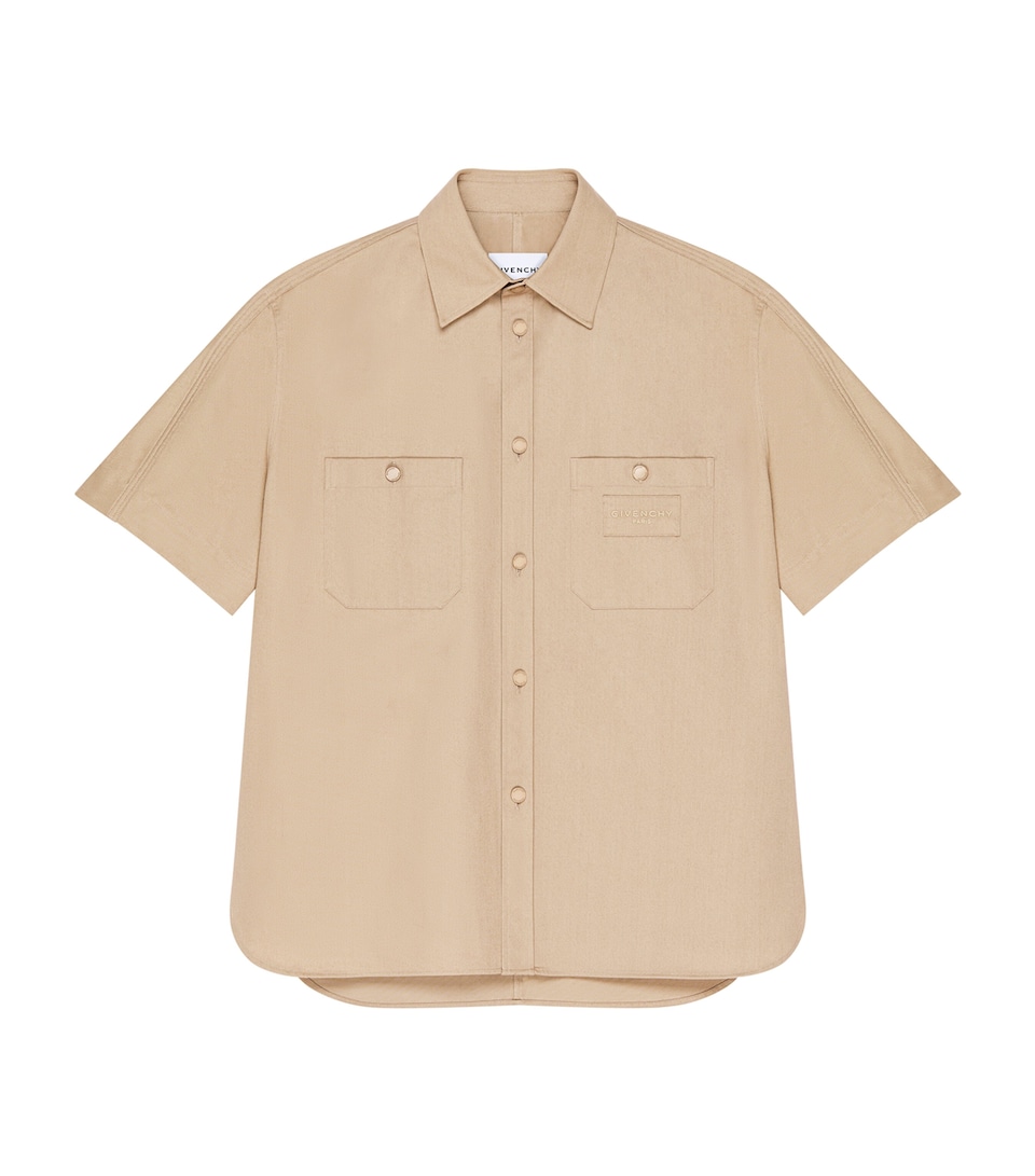 Givenchy Mens Cotton Double-Pocket Shirt Beige