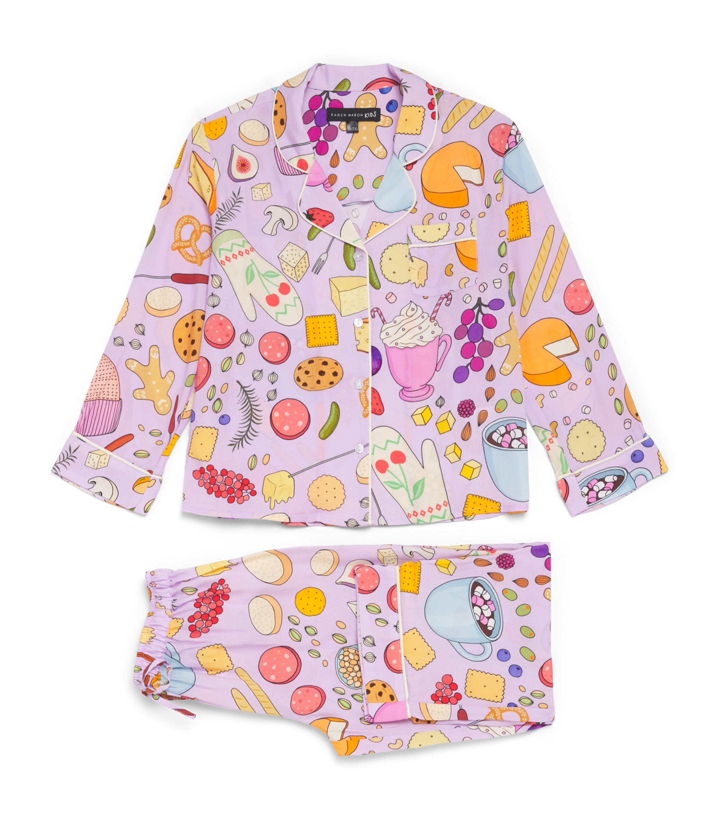 KAREN MABON KIDS Charcuterie Print Pyjama Set (2-13 Years) Purple