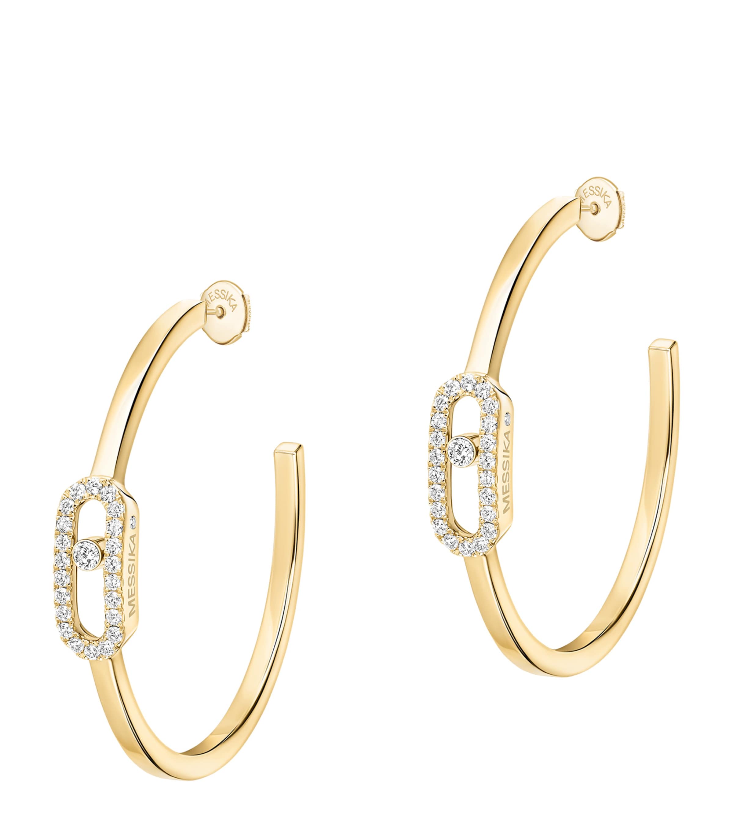 Messika Move Uno Yellow Gold and Diamond Hoop Earrings (0.29ct) Yellow Gold