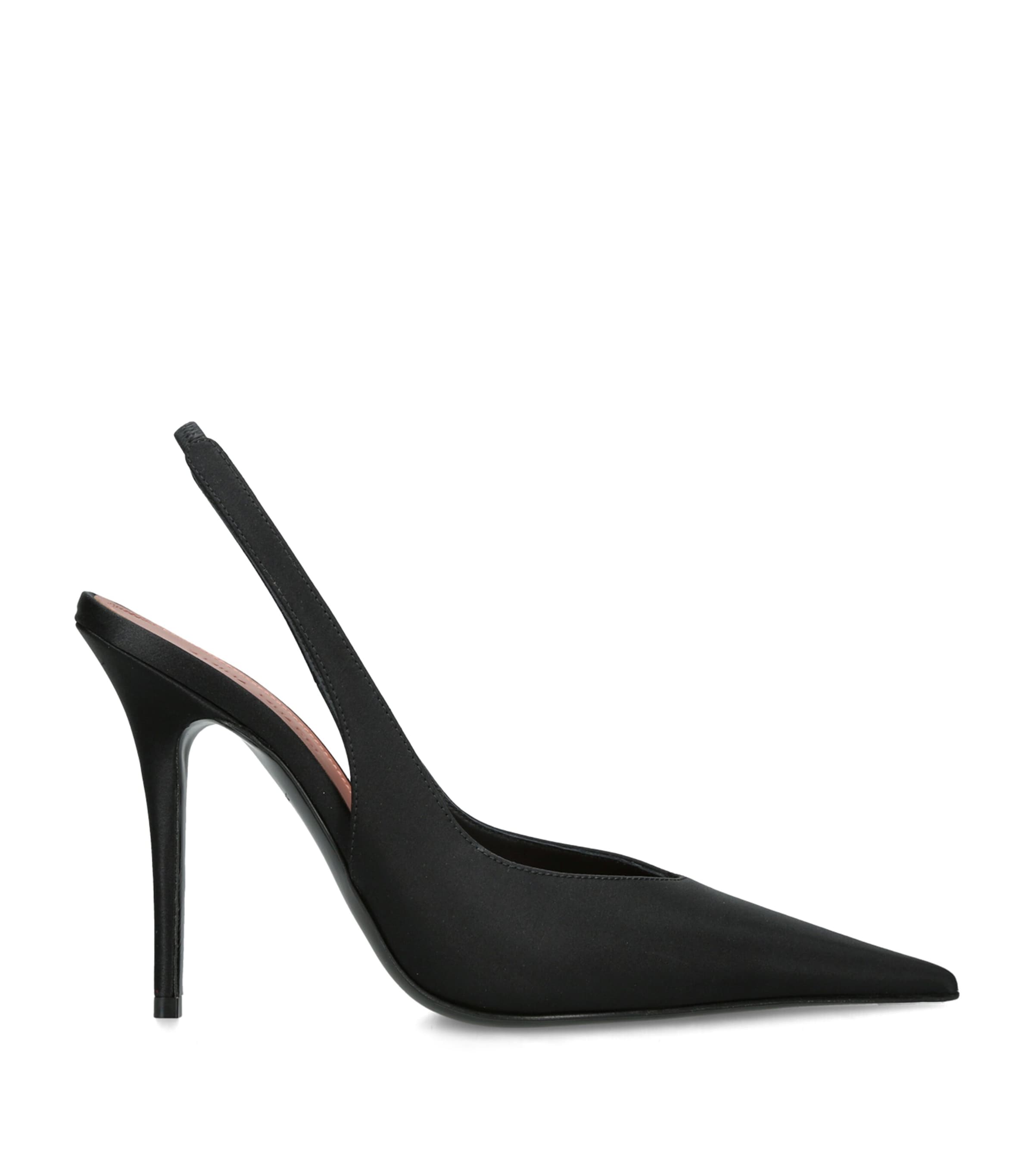 Amina Muaddi Satin Anok Slingback Pumps 105 Black