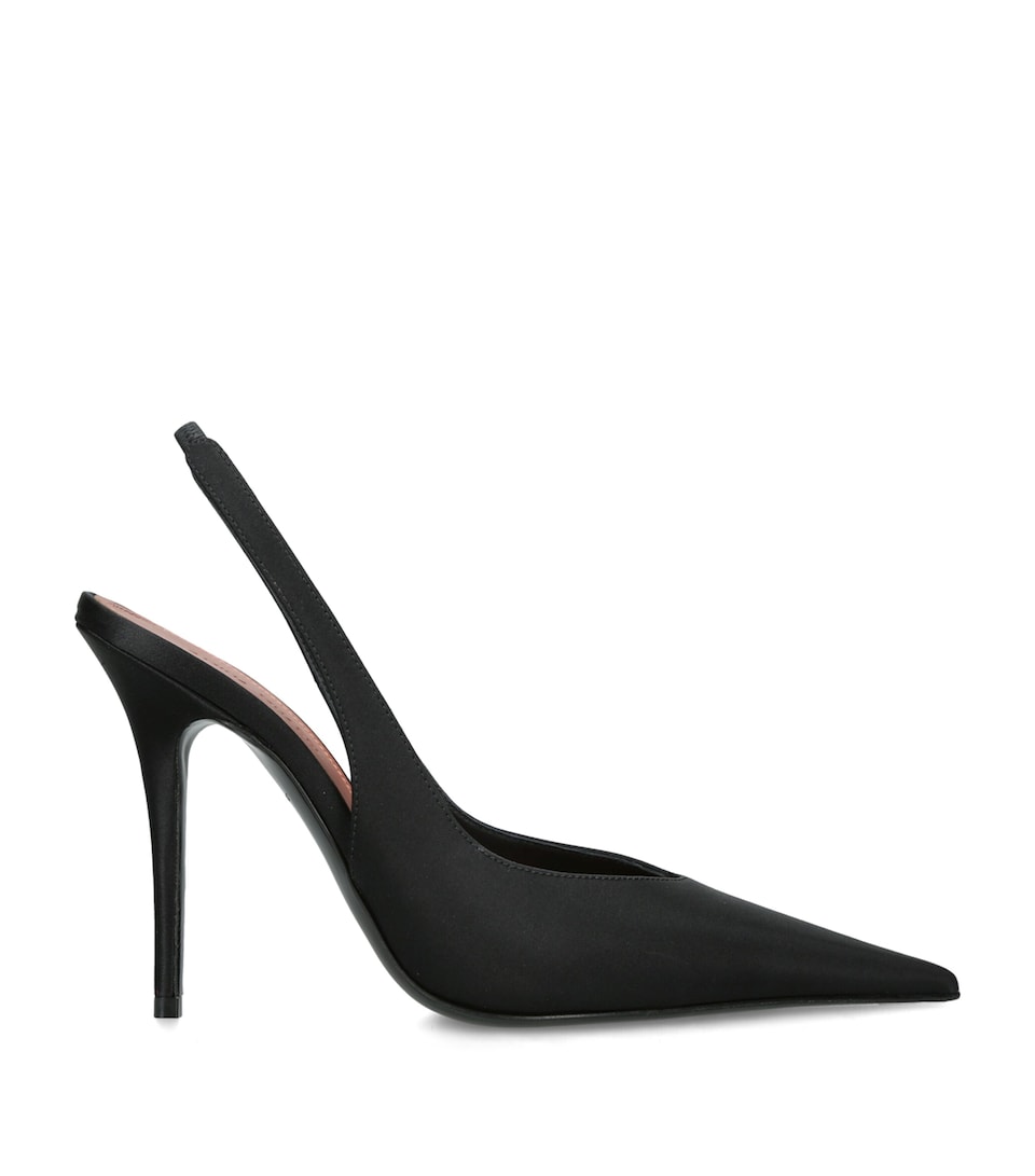 Amina Muaddi Satin Anok Slingback Pumps 105 Black