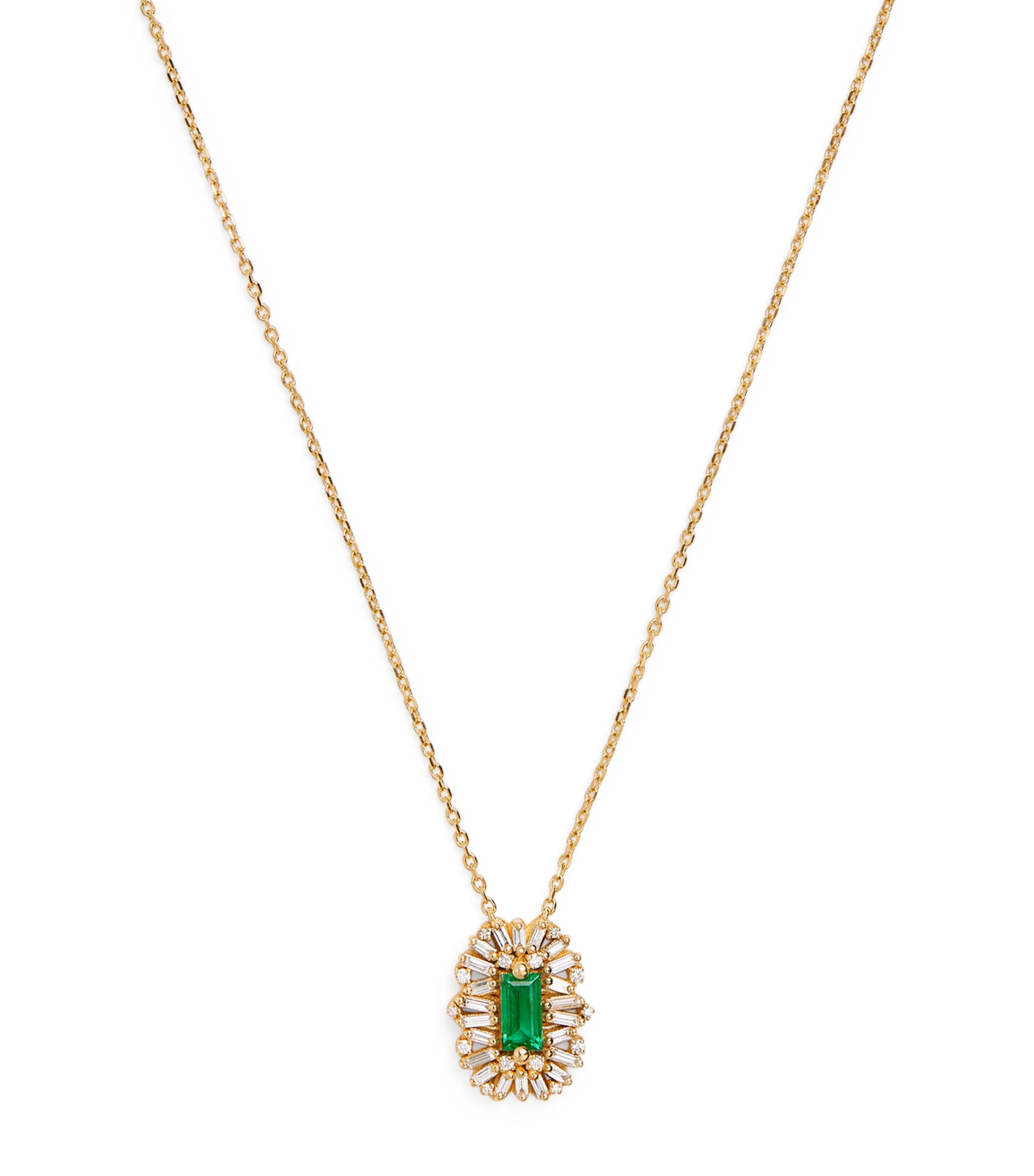 Suzanne Kalan Yellow Gold, Diamond and Emerald One of a Kind Necklace Yg/emer