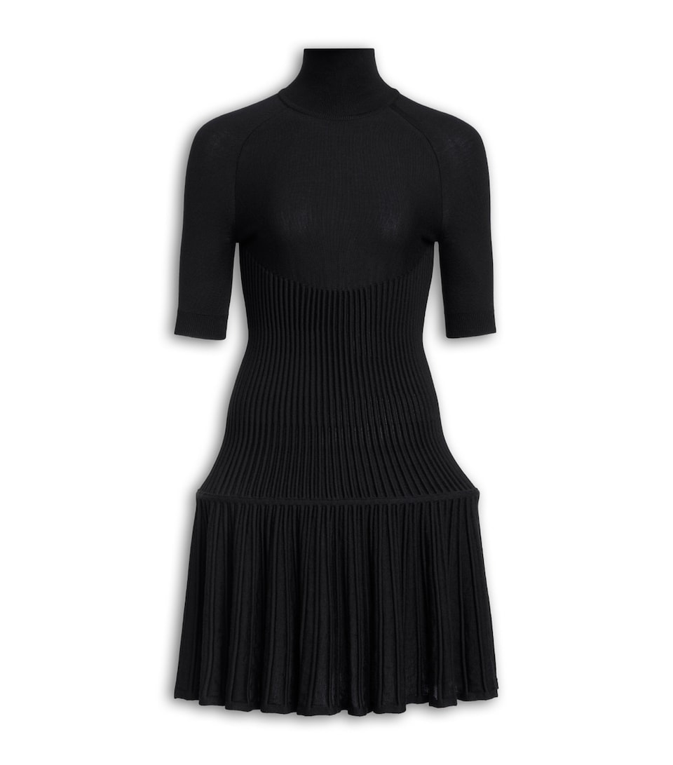 Alaïa Womens Wool-Blend Crinoline Mini Dress Noir Alaia