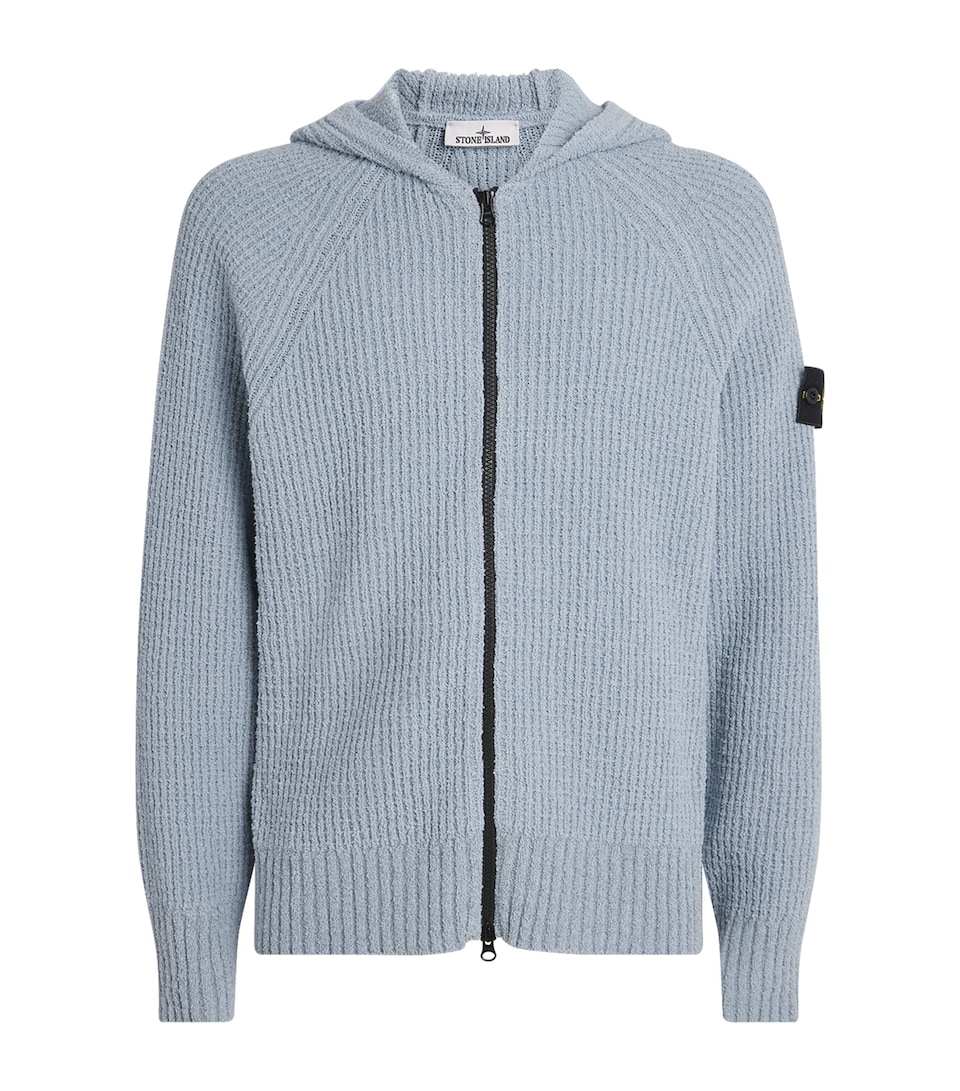 Stone Island Mens Cotton Bouclé Zip-Up Hoodie