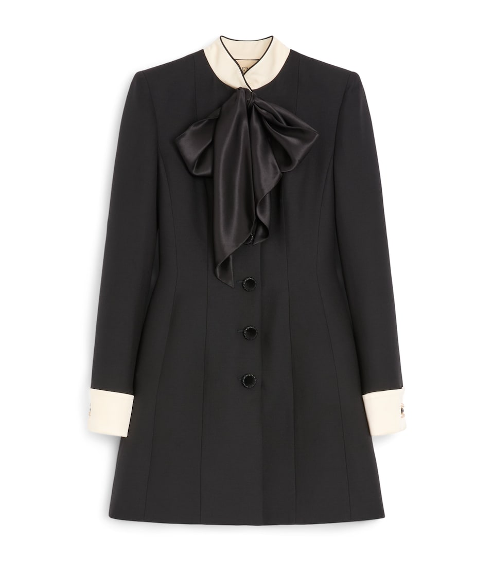 Wool-Silk Crepe Mini Shirt Dress