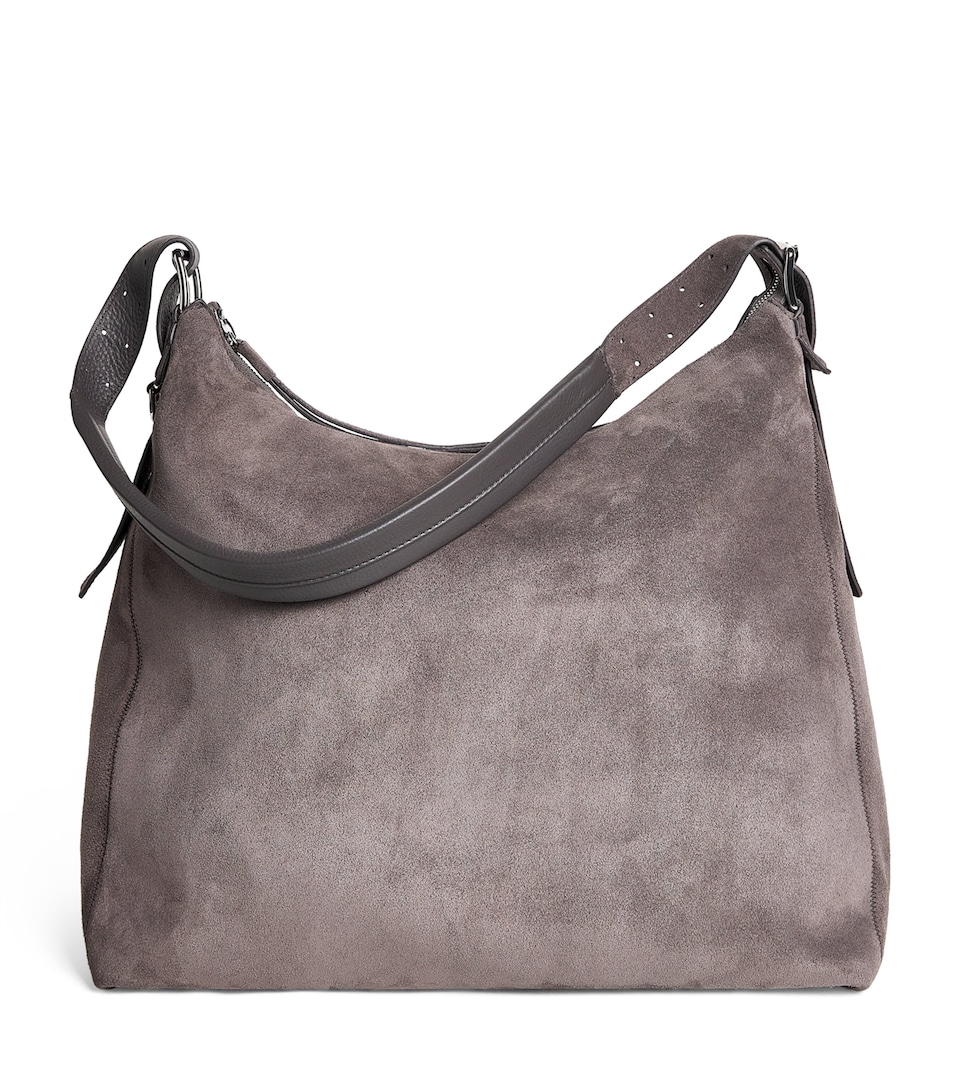 XL Suede Belted Shoulder Bag