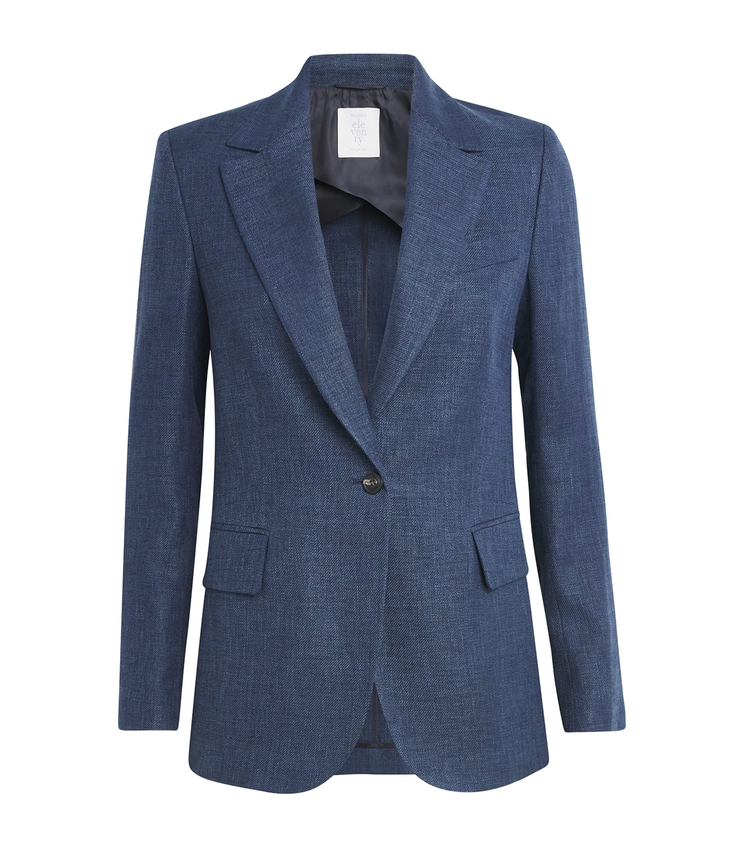Eleventy Womens Linen-Wool-Silk-Blend Blazer Blu Nuovo