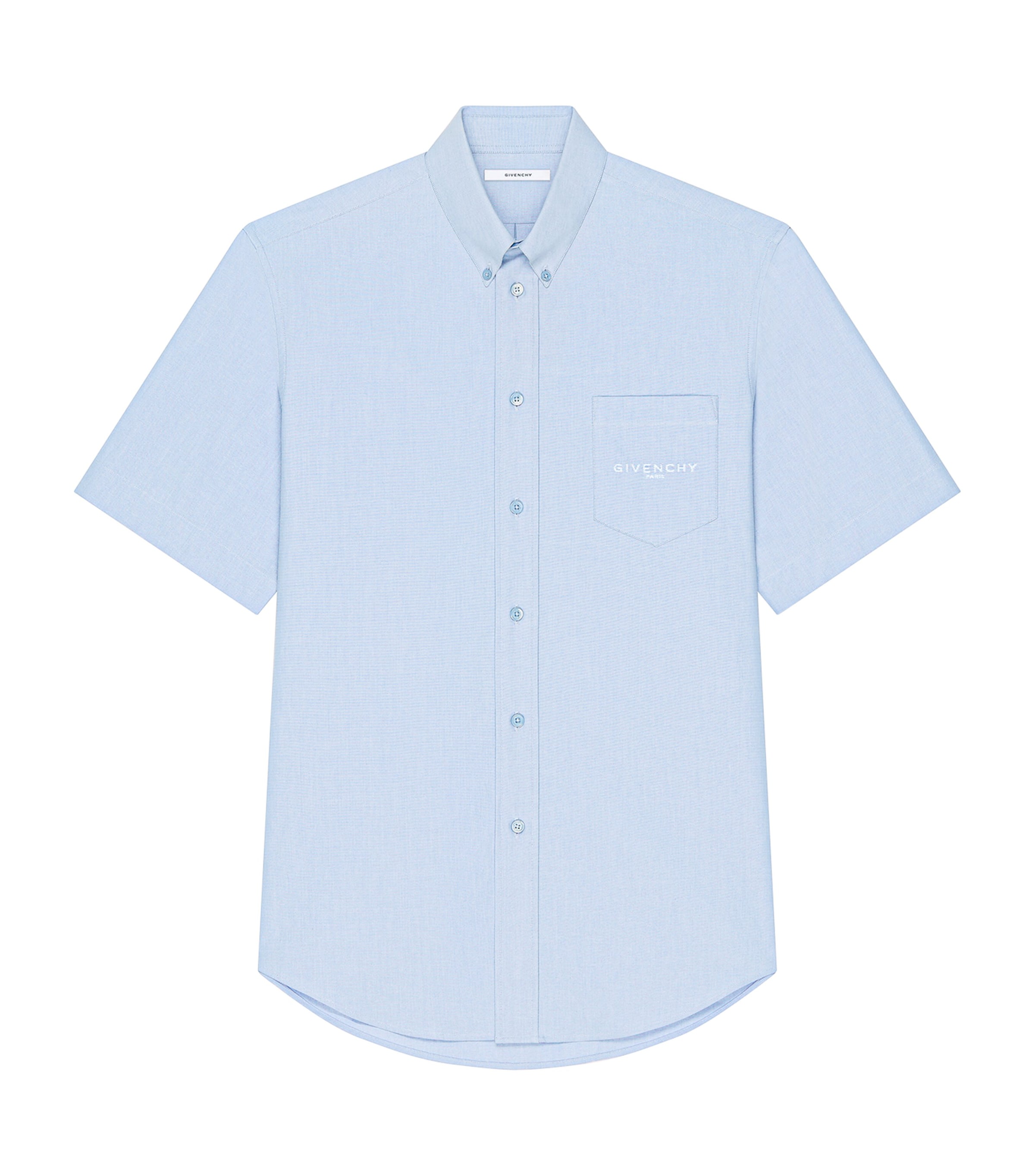 Givenchy Mens Cotton Logo Embroidery Short-Sleeve Shirt Baby Blue