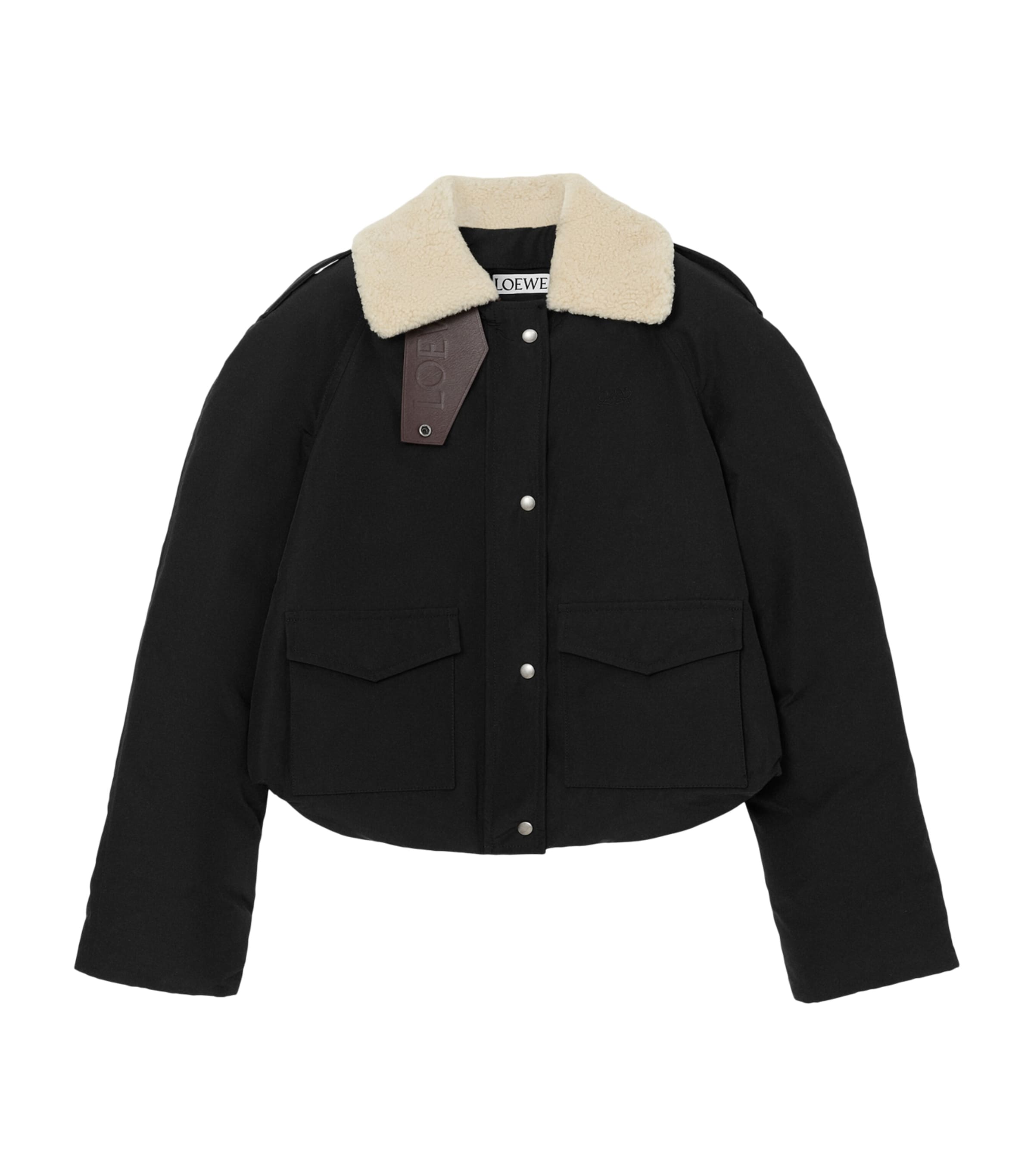 LOEWE Womens Technical Shearling-Collar Jacket Black