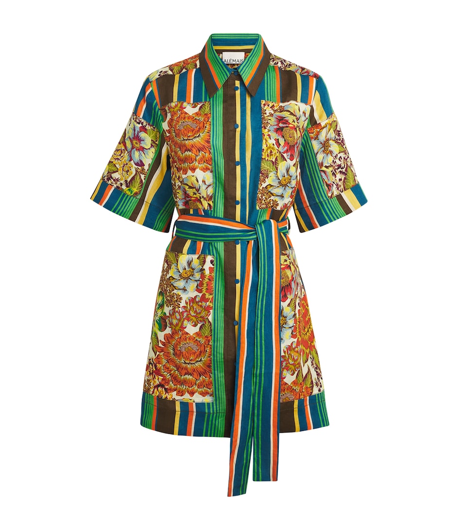 ALEMAIS Womens Linen Charlie Mini Shirt Dress