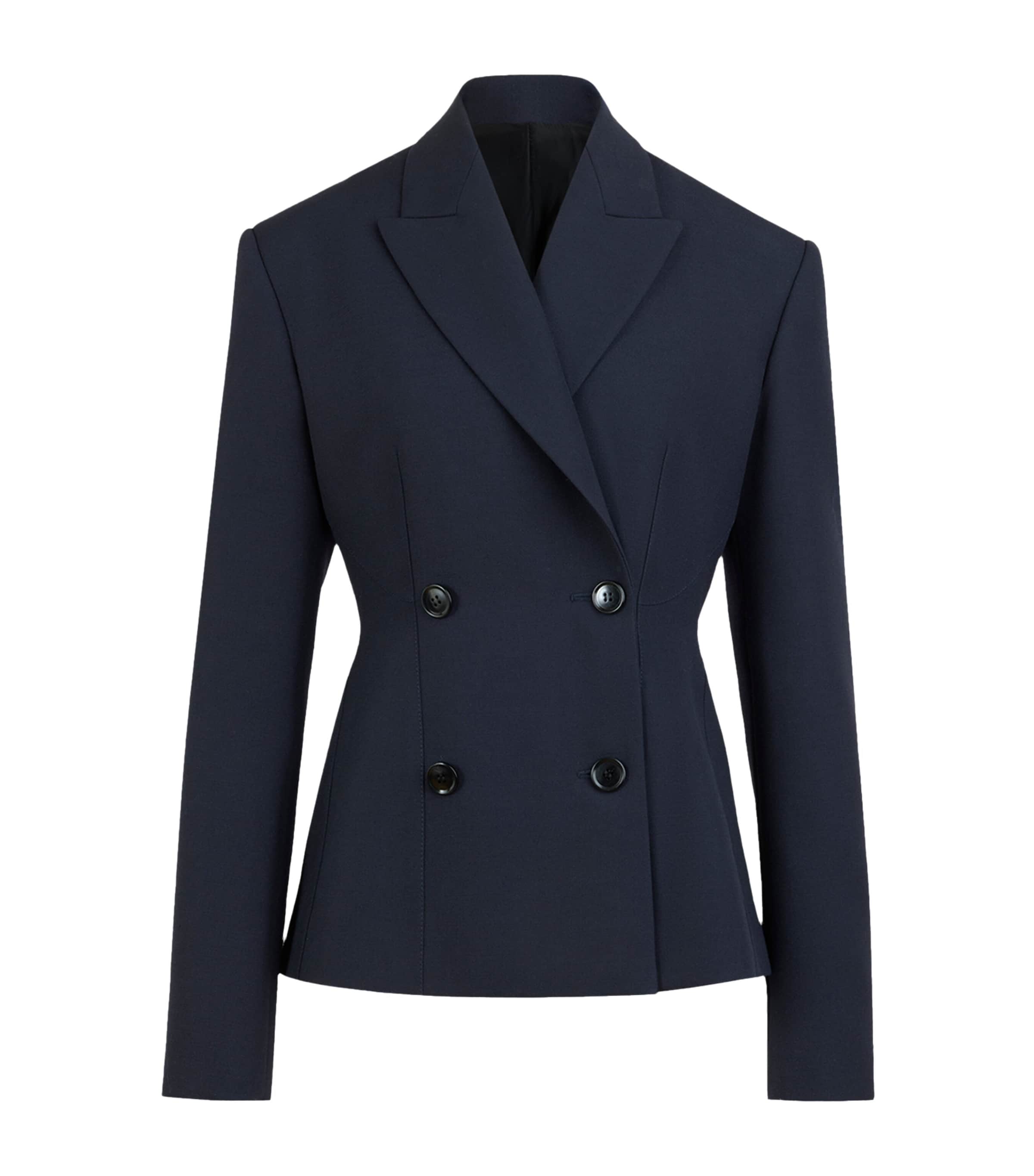 Alaïa Womens Wool Double-Breasted Blazer Midnight