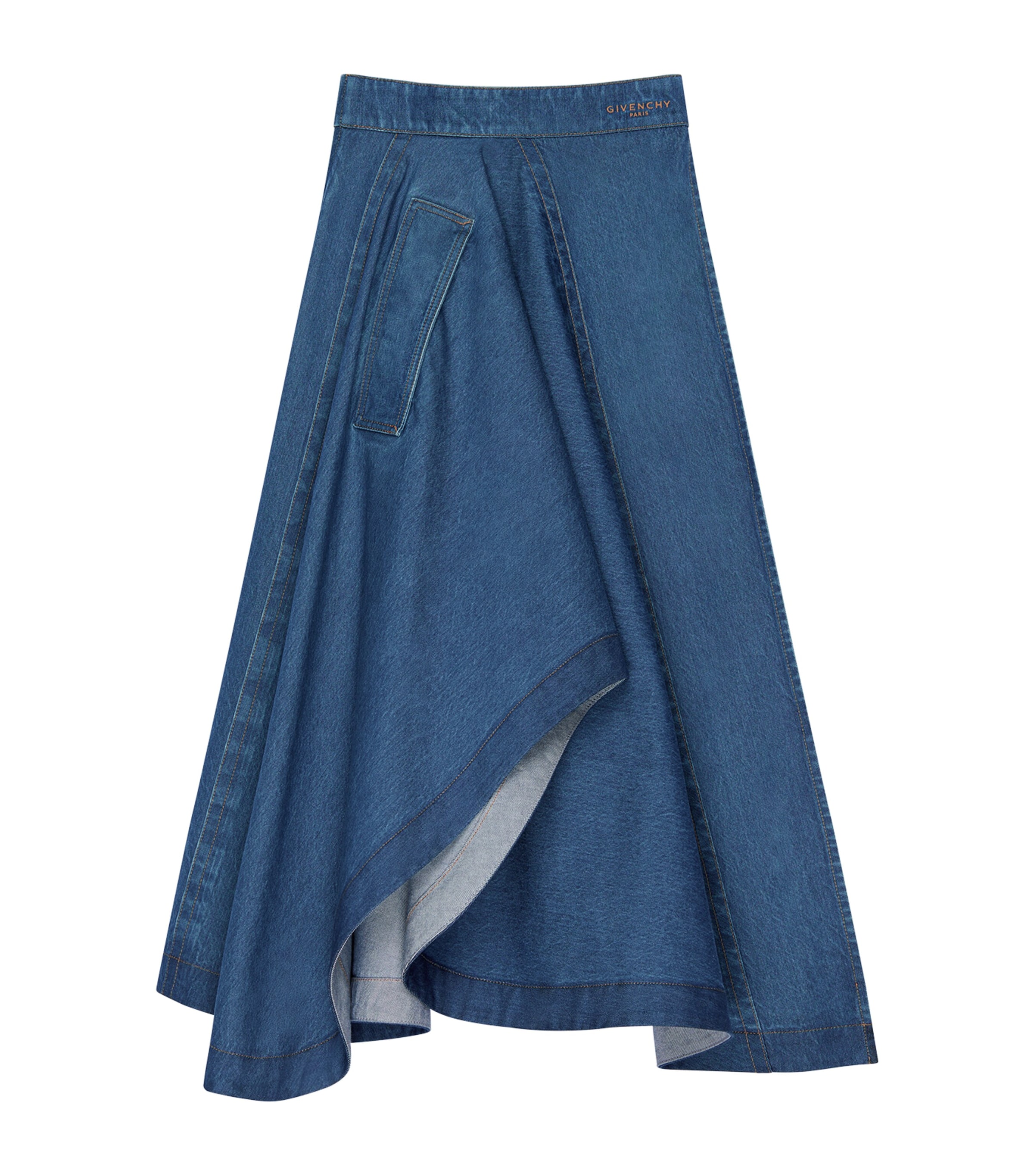 Givenchy Womens Asymmetric Denim Skirt