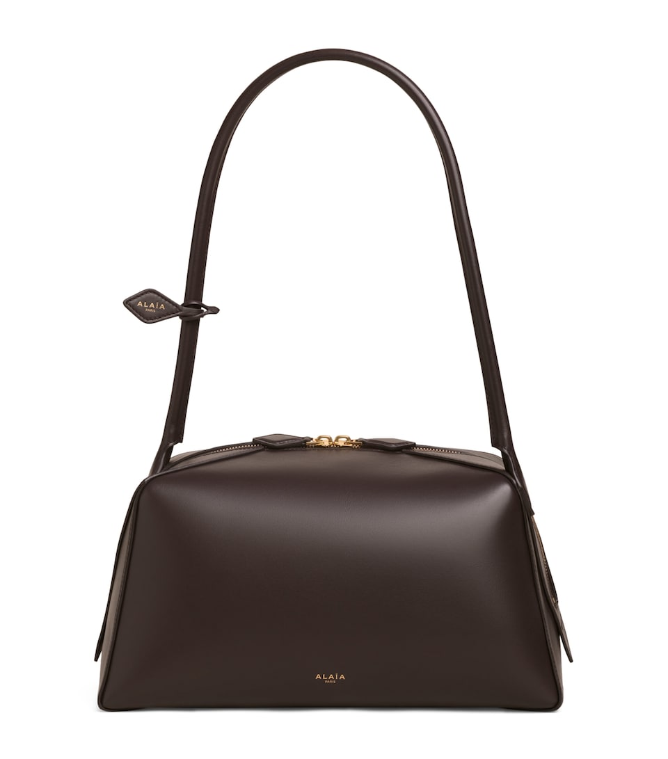 Alaïa Leather Le Bouledogue Shoulder Bag Dark Brown