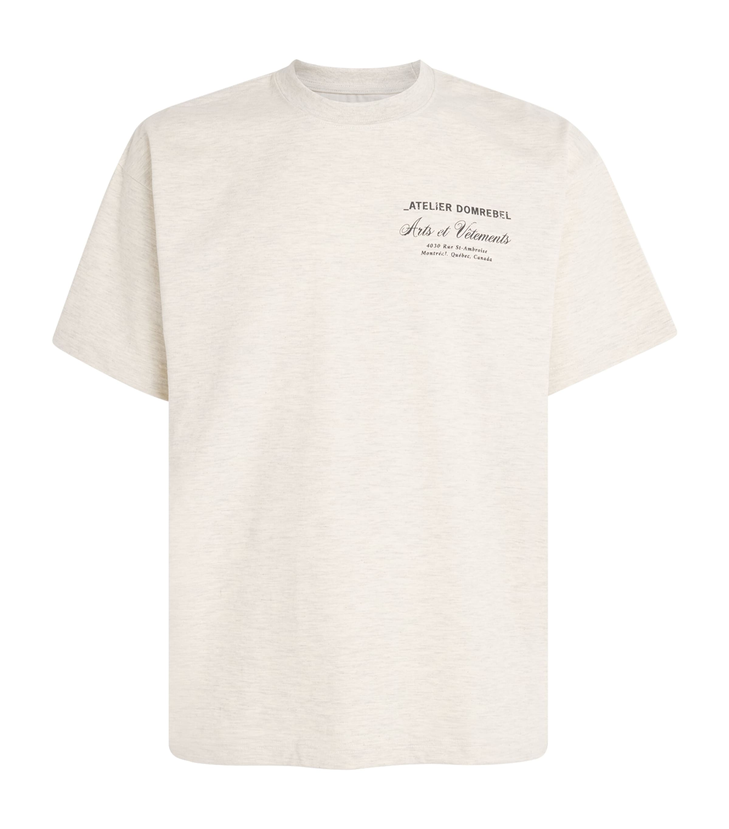 DOMREBEL Mens Cotton Arts Vetements T-Shirt Greige