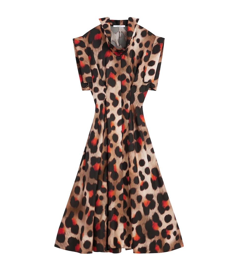 Givenchy Womens Silk Leopard Print Midi Dress