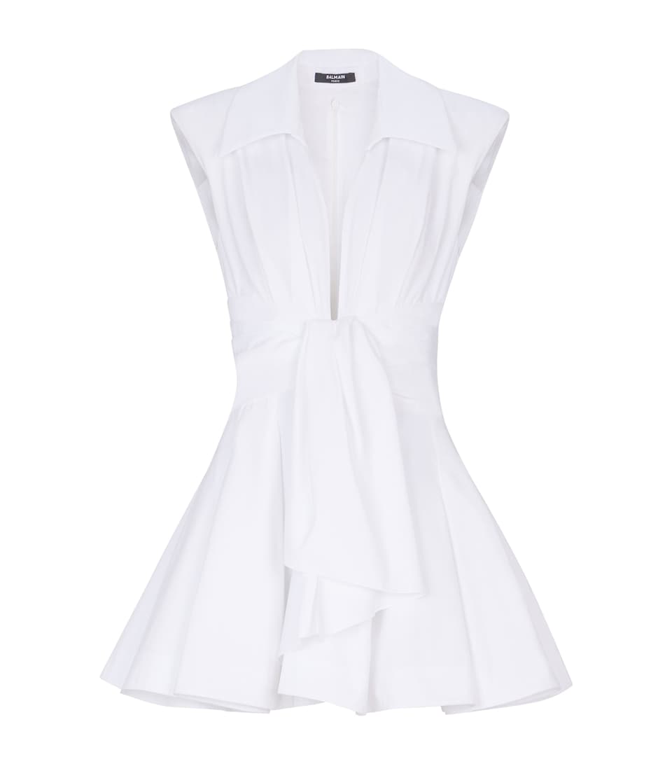 Balmain Womens Cotton Shirt Mini Dress Blanc Optique