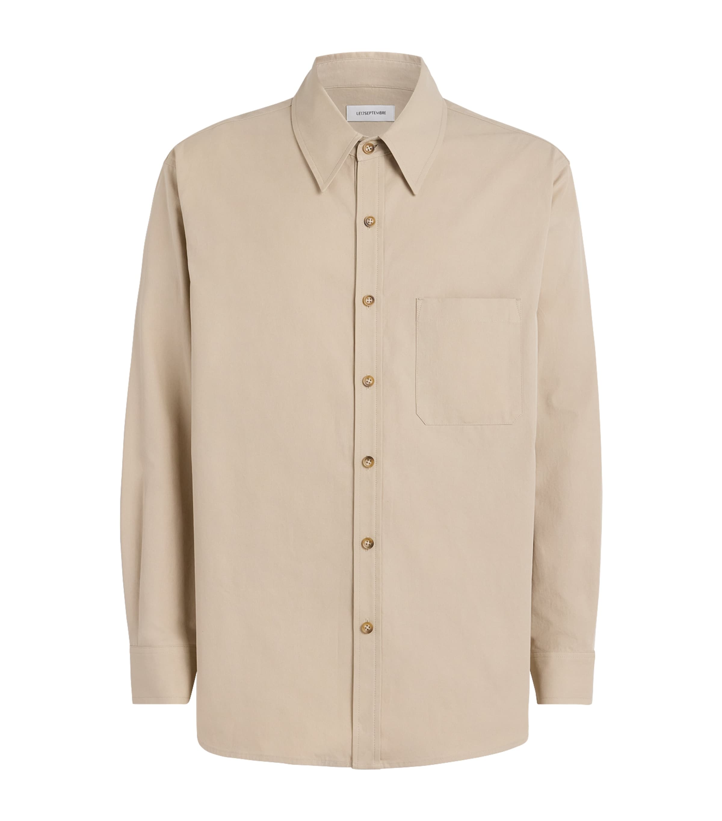 Le 17 Septembre Mens Cotton Chest Pocket Shirt Light Beige