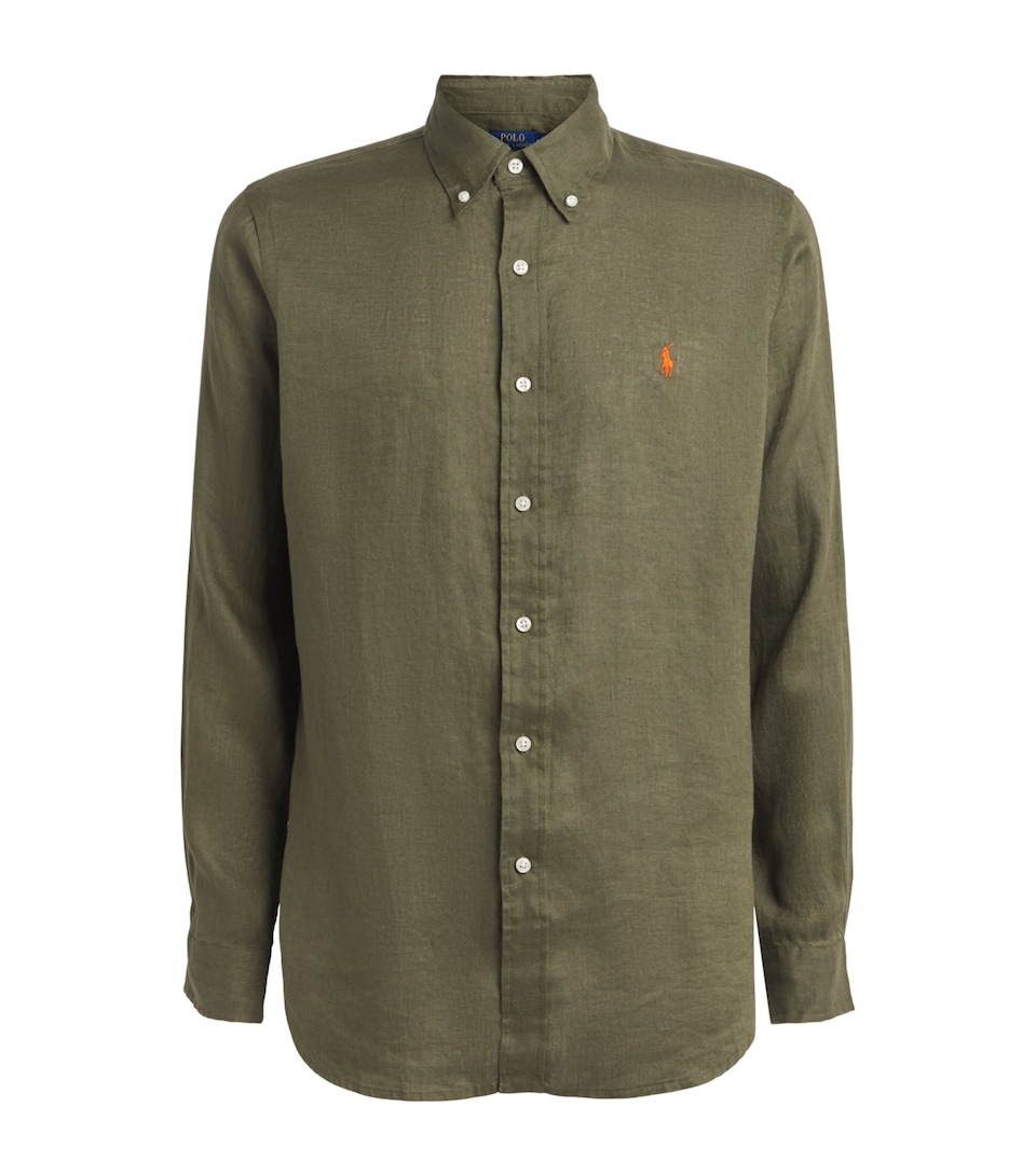 Polo Ralph Lauren Mens Linen Custom-Fit Shirt New Olive