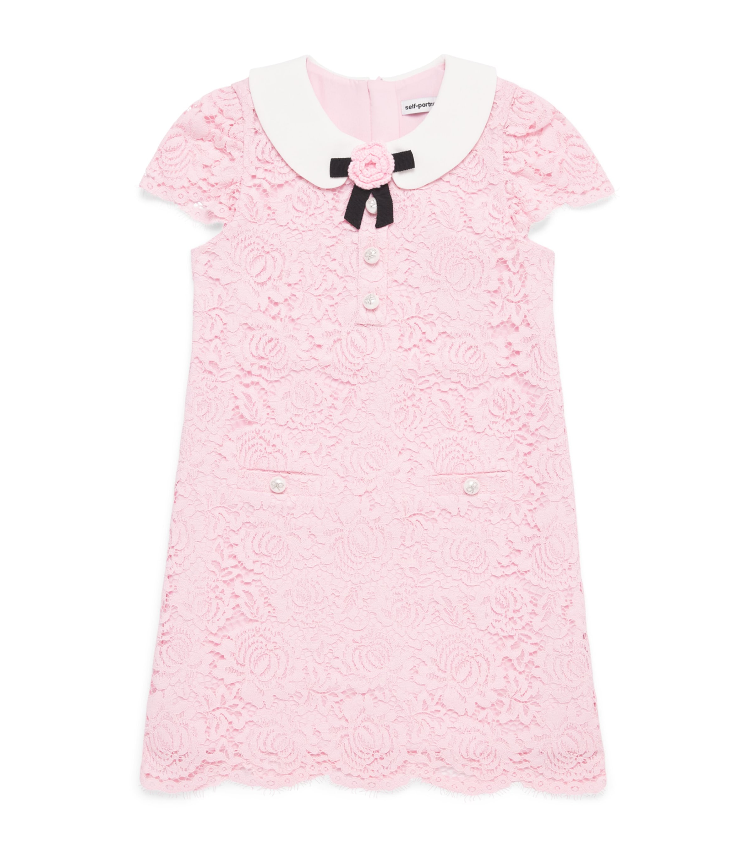 Self-Portrait Kids Lace Collared Mini Dress (3-12 Years) Pink