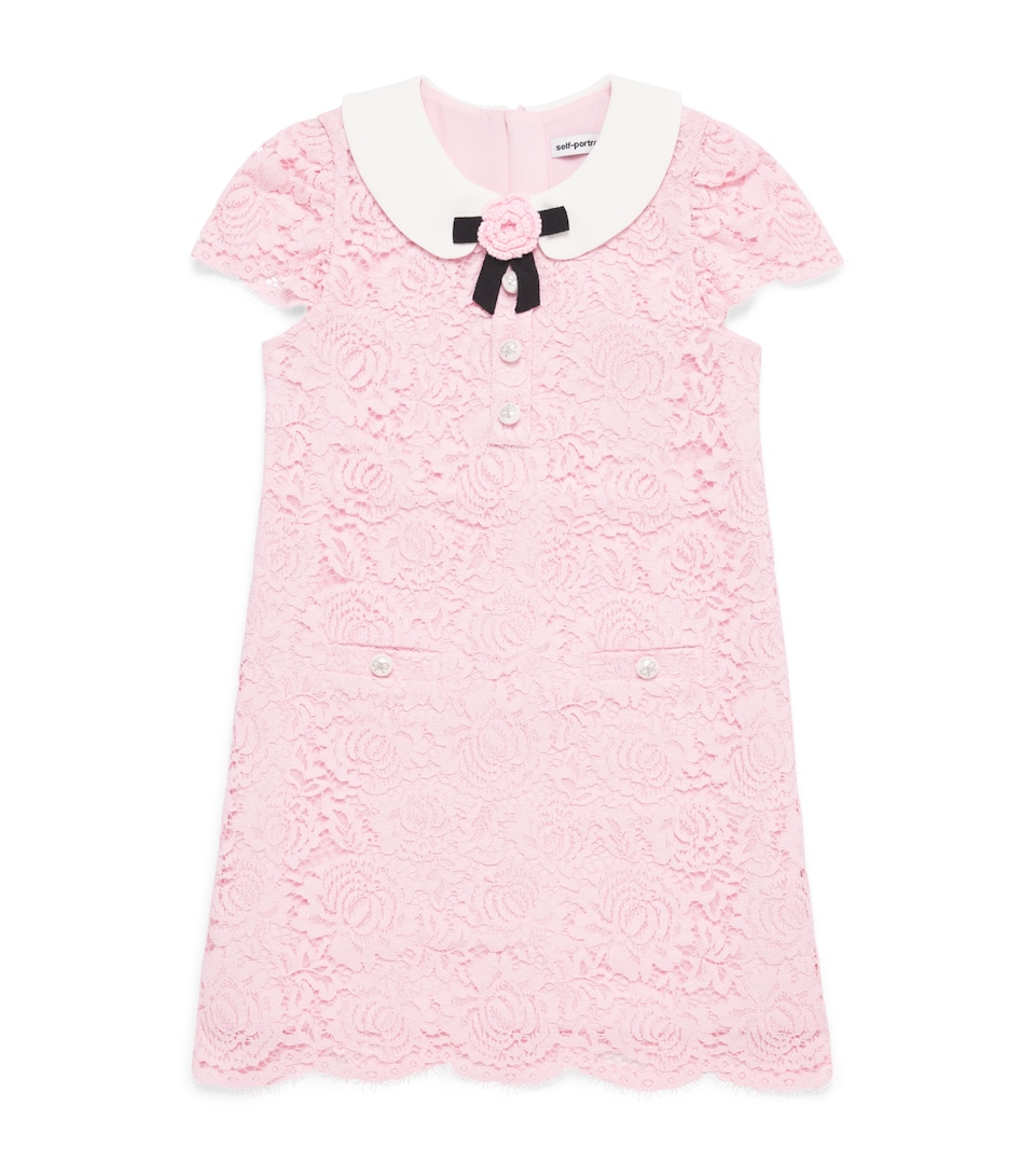 Self-Portrait Kids Lace Collared Mini Dress (3-12 Years) Pink