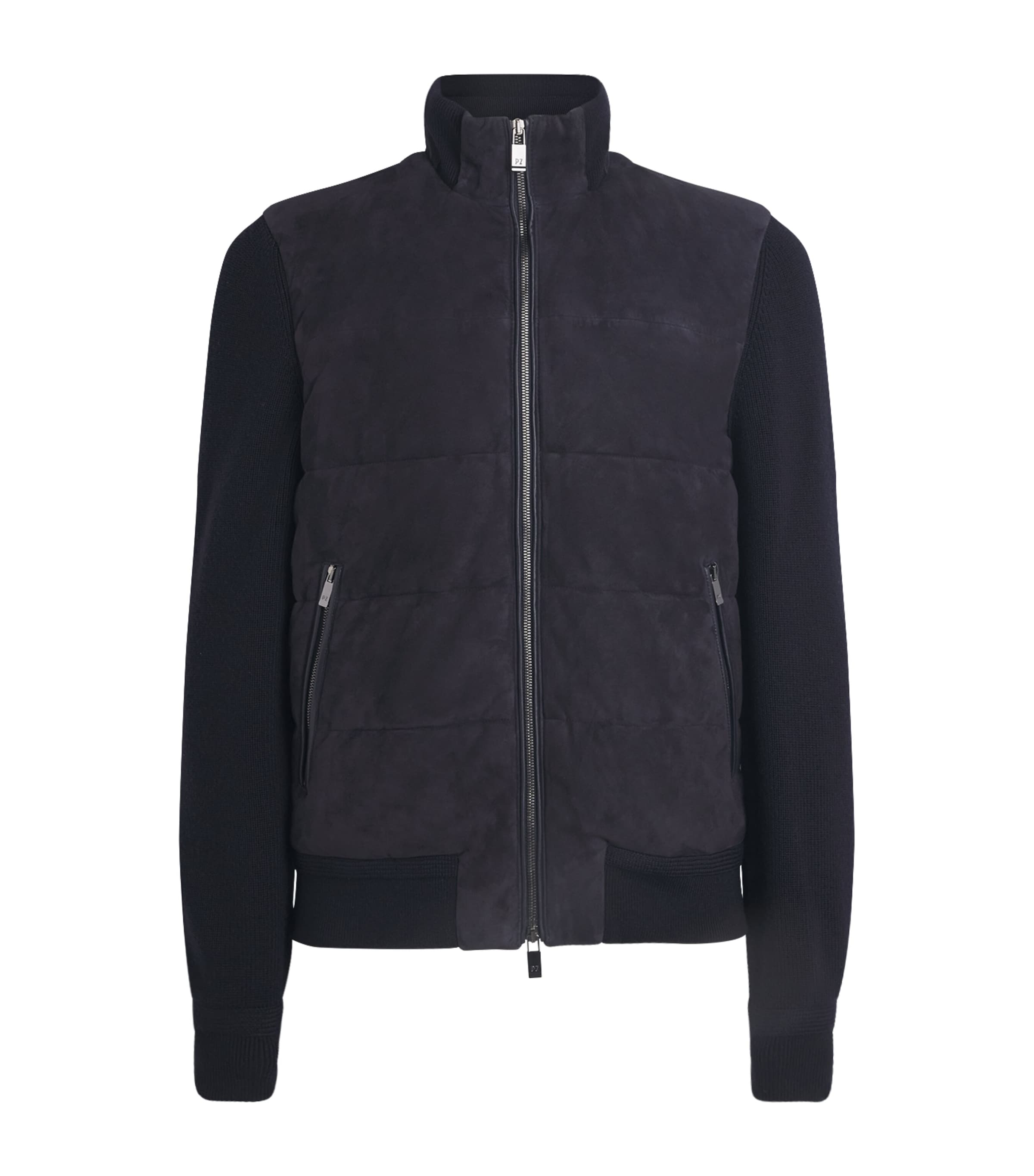 Pal Zileri Mens Goat Suede Hybrid Jacket Blue