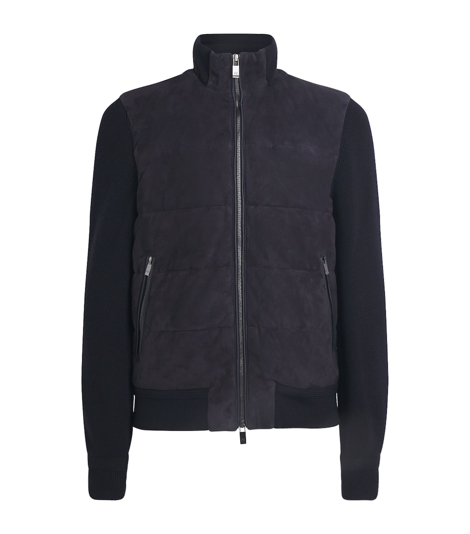 Pal Zileri Mens Goat Suede Hybrid Jacket Blue
