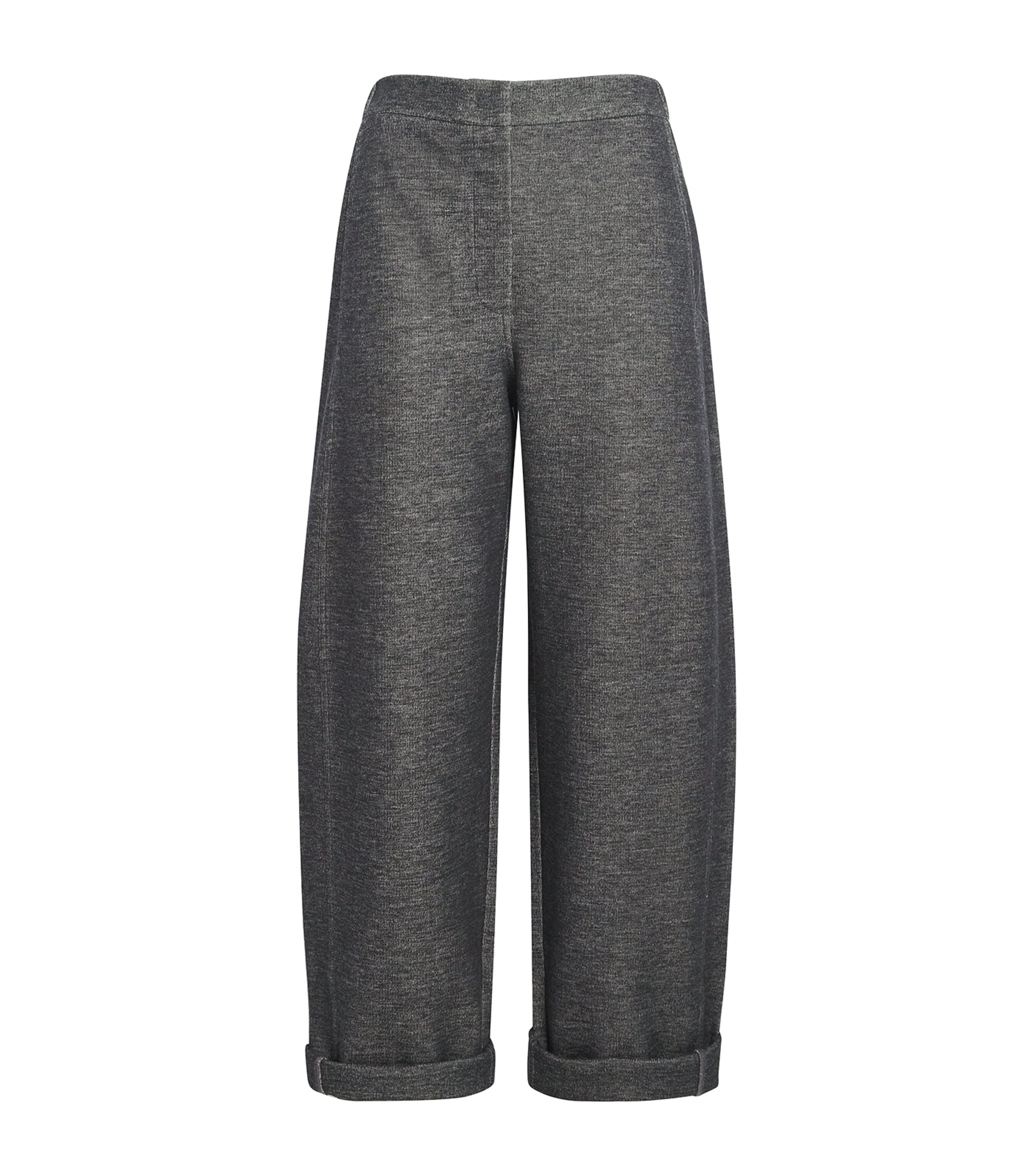 Wool-Blend Barrel Trousers