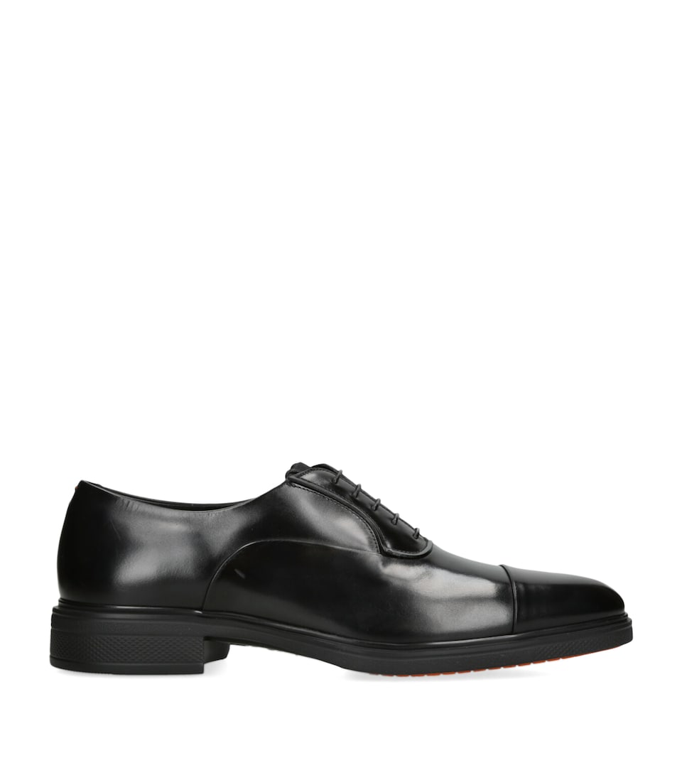 Santoni Leather Easy Oxford Shoes Black
