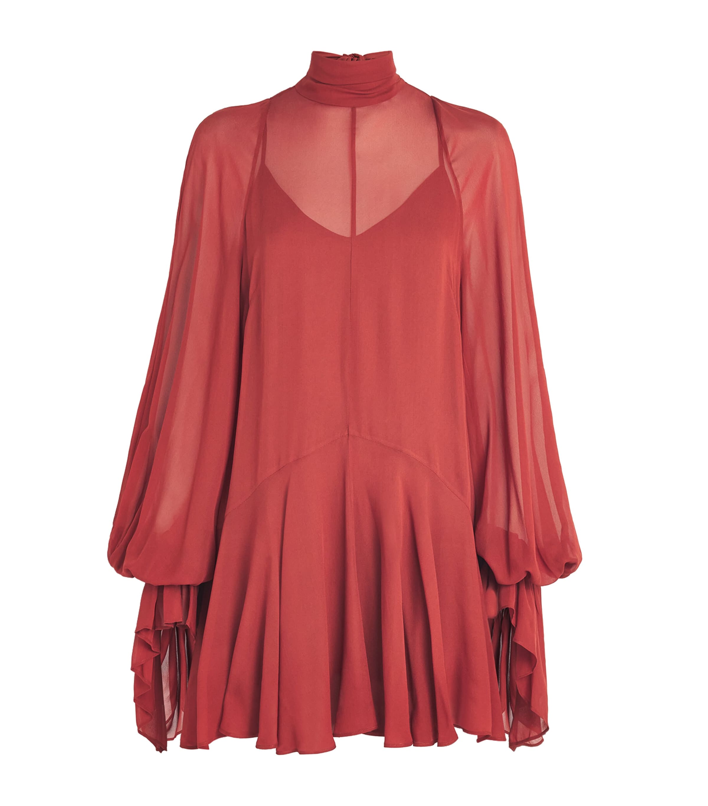 De La Vali Womens Georgette Casimiro Mini Dress Burnt Red