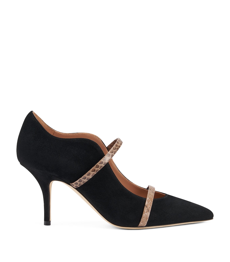 Malone Souliers Suede-Snake Skin Maureen Pumps 70 Black