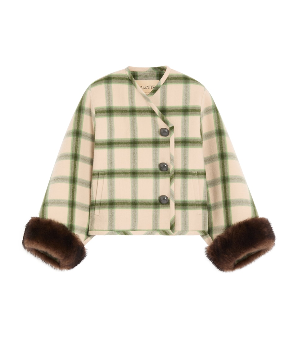Valentino Womens Wool Check Wrap Jacket