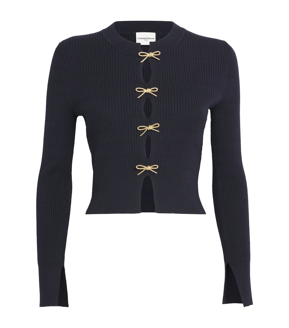 Bow-Embellished Cut-Out Sweater