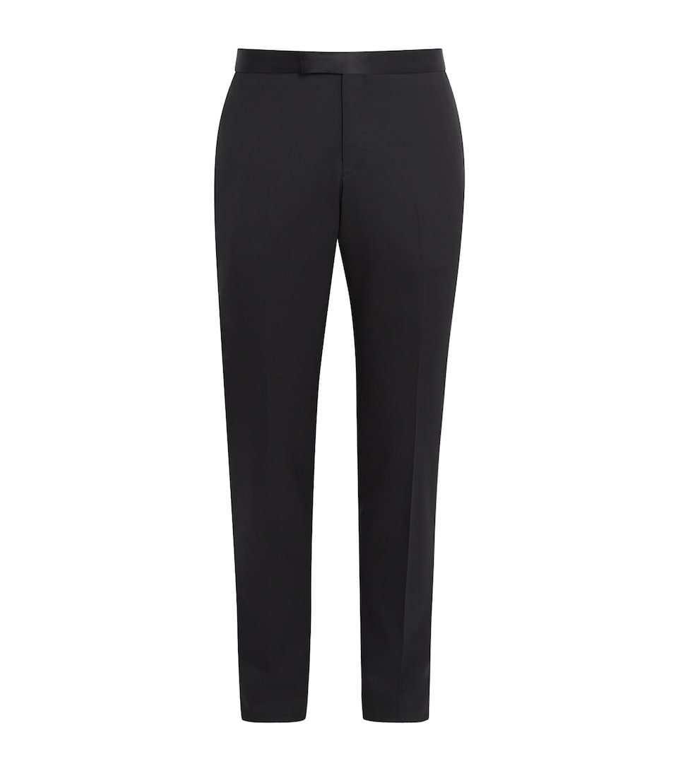 Pal Zileri Mens Wool Satin-Trim Trousers Black
