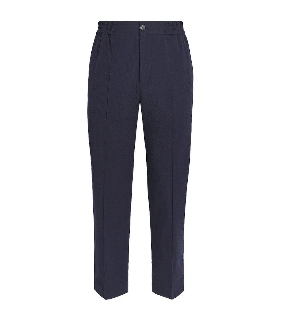 A.P.C. Mens Cotton Pleated Trousers Iak Dark Navy