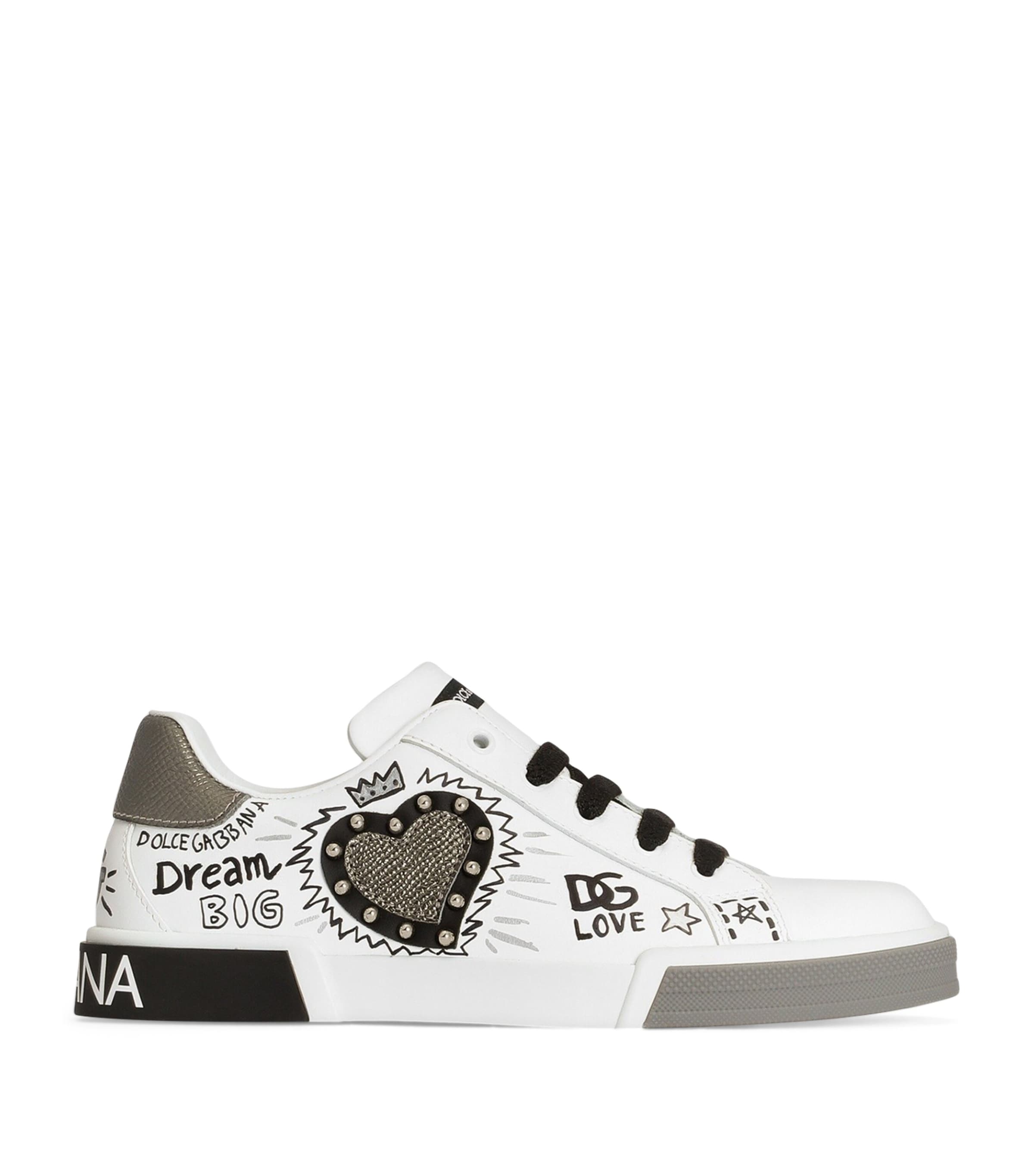 Dolce&Gabbana Kids Embellished Portofino Low-Top Sneakers Scritte Fdo.bi