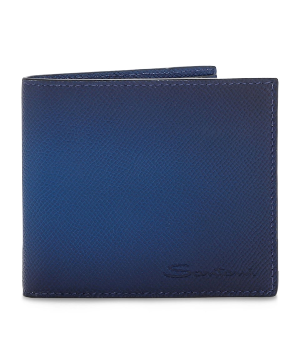 Santoni Leather Ombré Bifold Wallet Navy