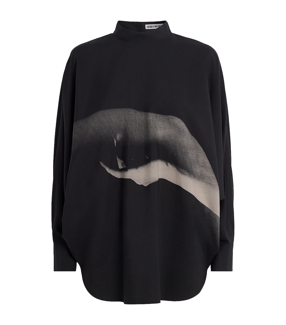 Issey Miyake Womens Hands of Lover Print Shirt Black Hued