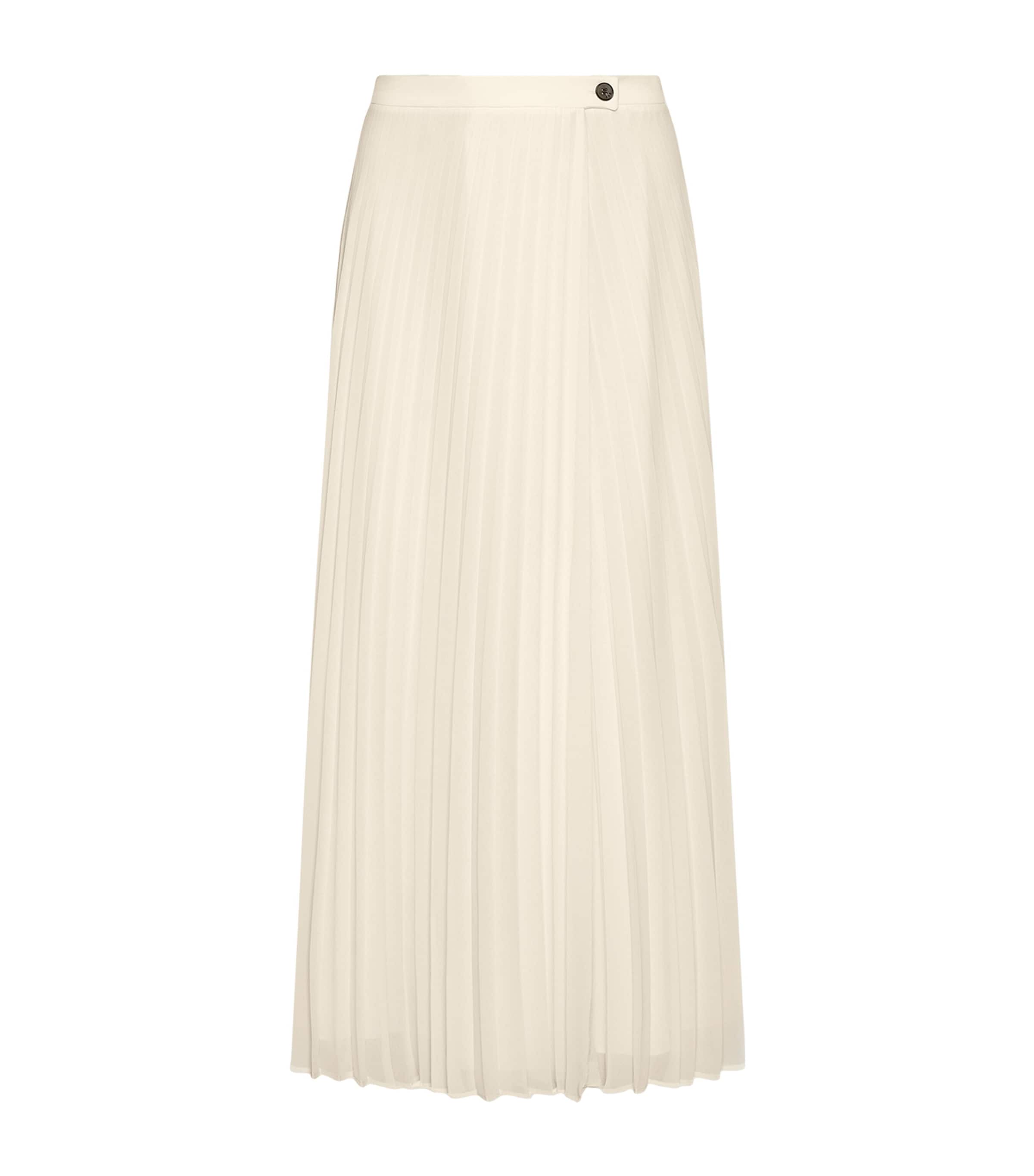 Marella Womens Georgette Pleated Skirt Wool White