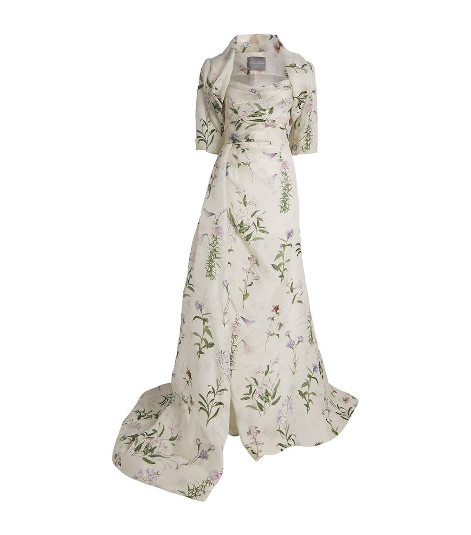 Silk Gazar Floral Gown and Bolero