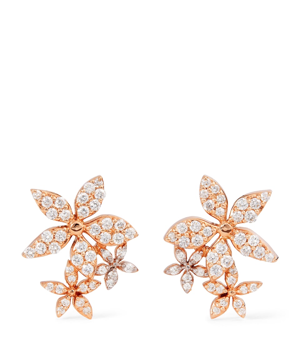 Rose Gold and Diamond Apple Seed Stud Earrings