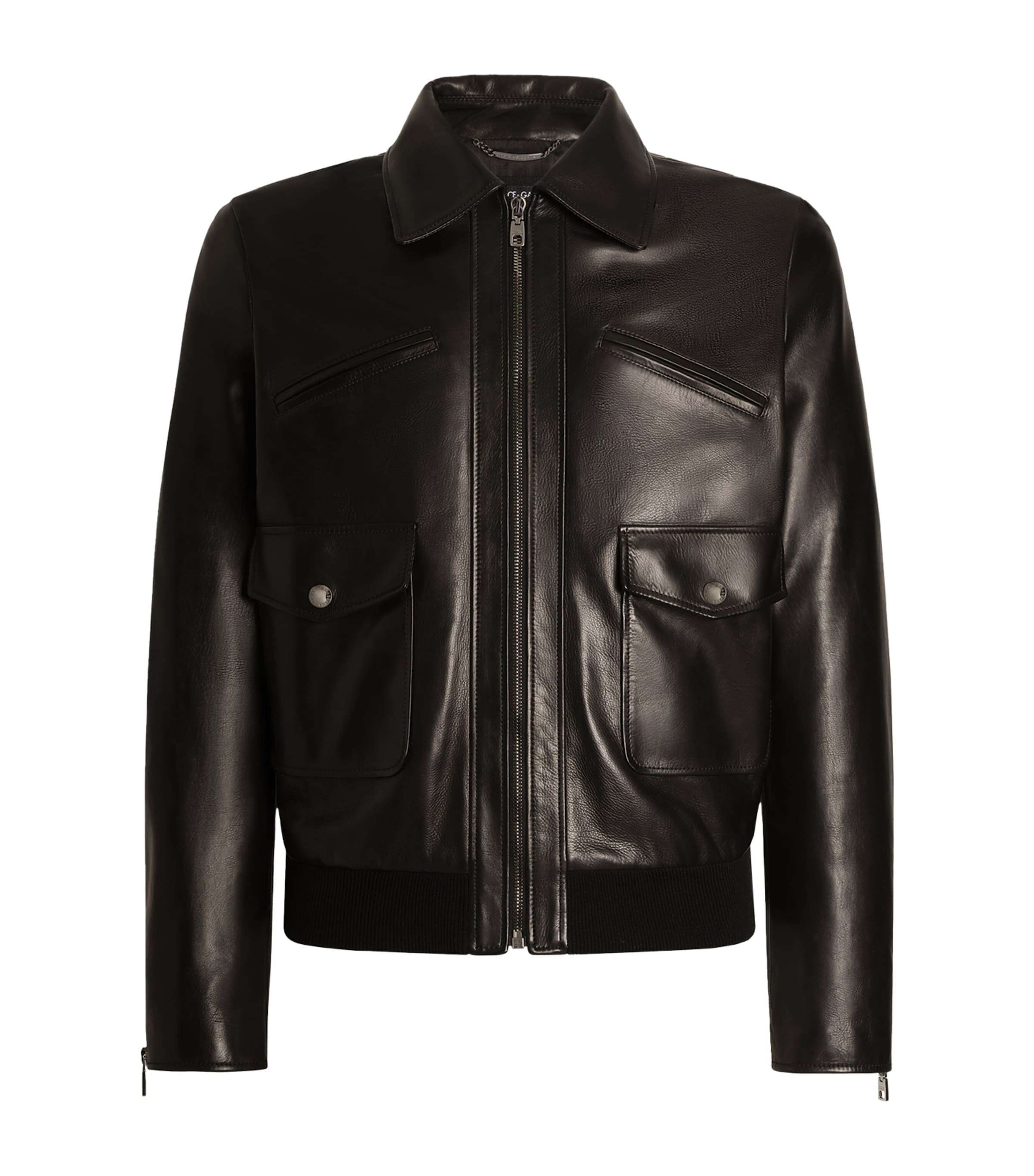 Dolce&Gabbana Mens Leather Slim Jacket Black